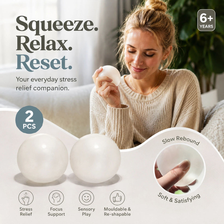 Pure Dreamy White Squishy, Mellow Unwind Desk Toy 6cm 2 Pack