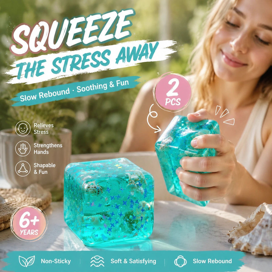 Mini Ice Cube Seashell Squishy, Pocket Size Slow Rebound Relax Toy 4.5cm 2 Pack