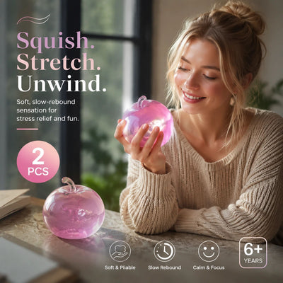 Sweet Pink Apple Maltose Squishy, Lazy Patio Stress Relief Toy 6cm 2 Pack