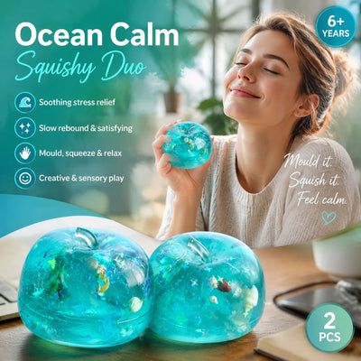 Seashell Apple Shaped Squishy, Unique Dual Design Calming Toy 6cm 2 Pack