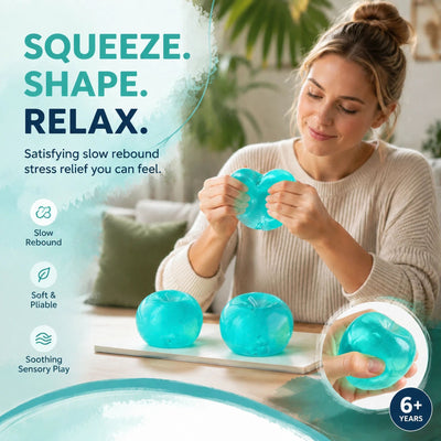 Cool Blue Apple Maltose Squishy, Laid-Back Coastal Squeeze Toy 6cm 2 Pack