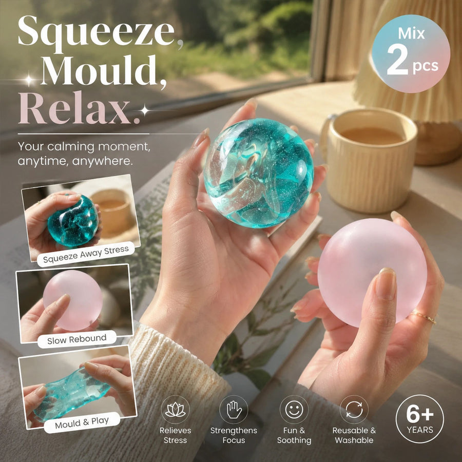 Mixed Clear Blue & Matte Dreamy Pink Squishy 6cm 2 Pack
