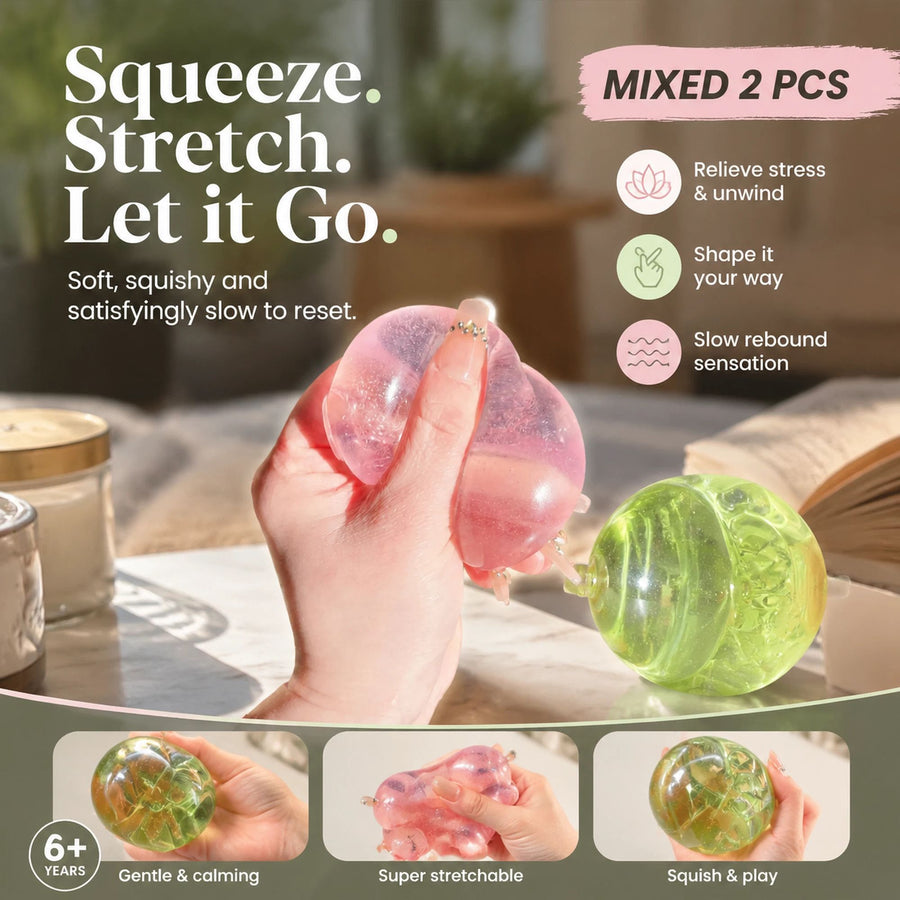 Mixed Clear Blue & Matte Dreamy Green Squishy 6cm 2 Pack