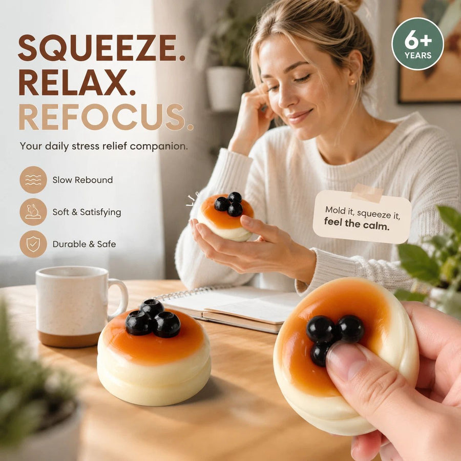 Fluffy Blueberry Soufflé Squishy, Mellow Mud Texture Mood Booster