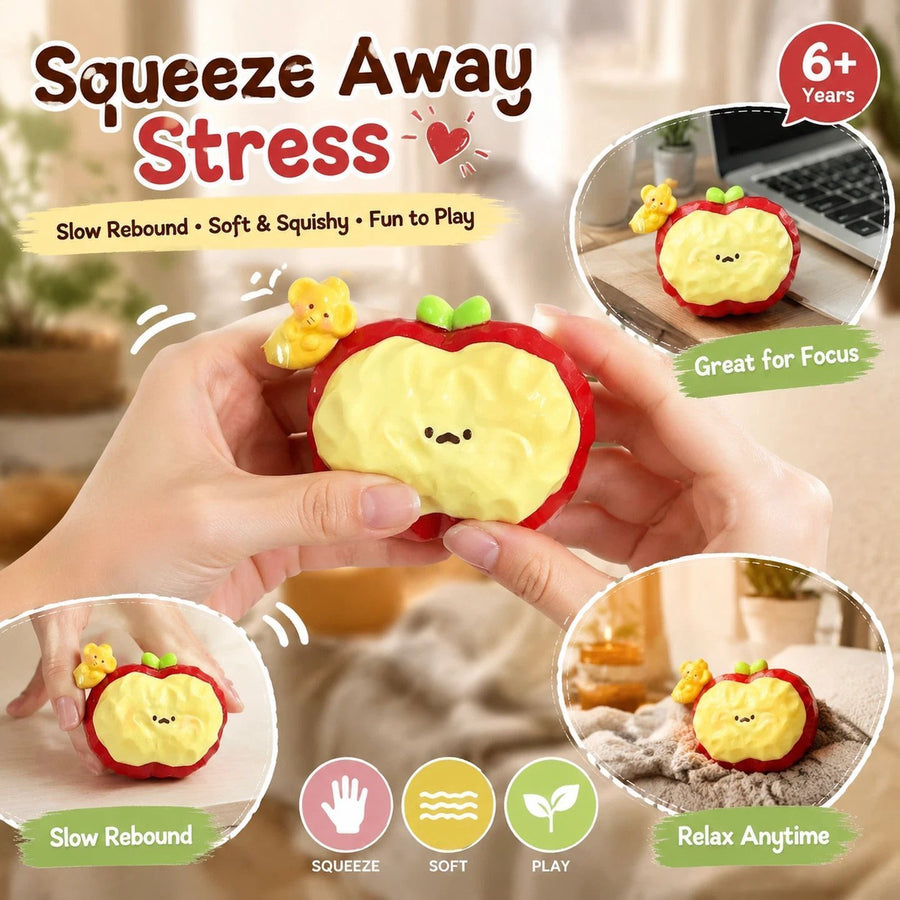 Glossy Cream Red Apple Squishy, Cozy Indoor Relax Squeeze Toy