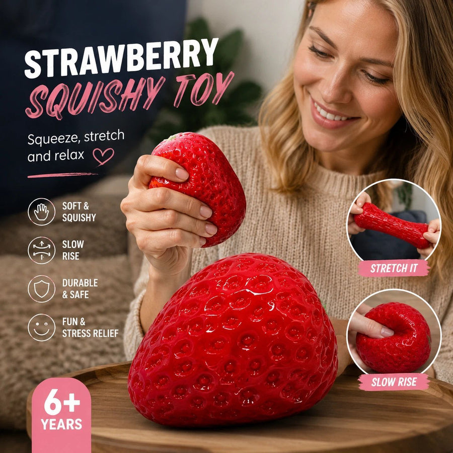 Jumbo Red Strawberry Squishy, Thick Mud Texture To Soothe Irritability