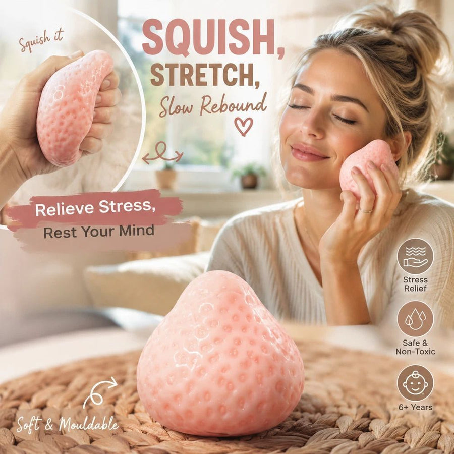 Pastel Pink Jumbo Strawberry Squishy, Soft Slow Rebound For Quiet Downtime