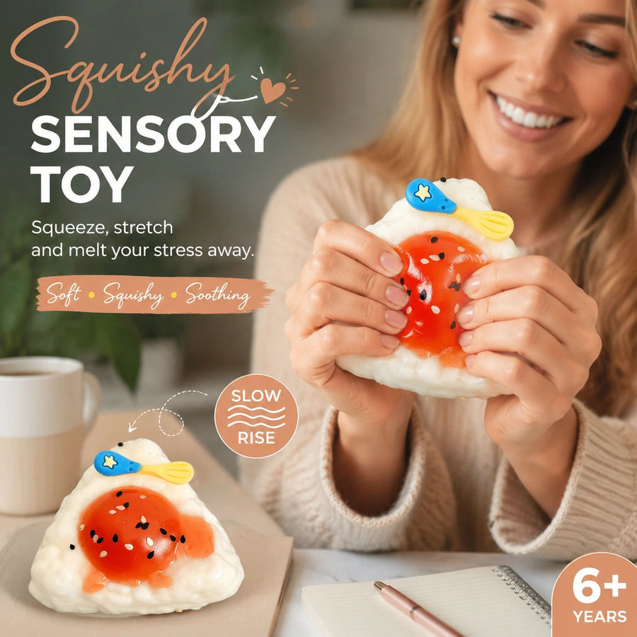 Compact Egg Rice Ball Squishy, Travel-Friendly Stress Relief Buddy