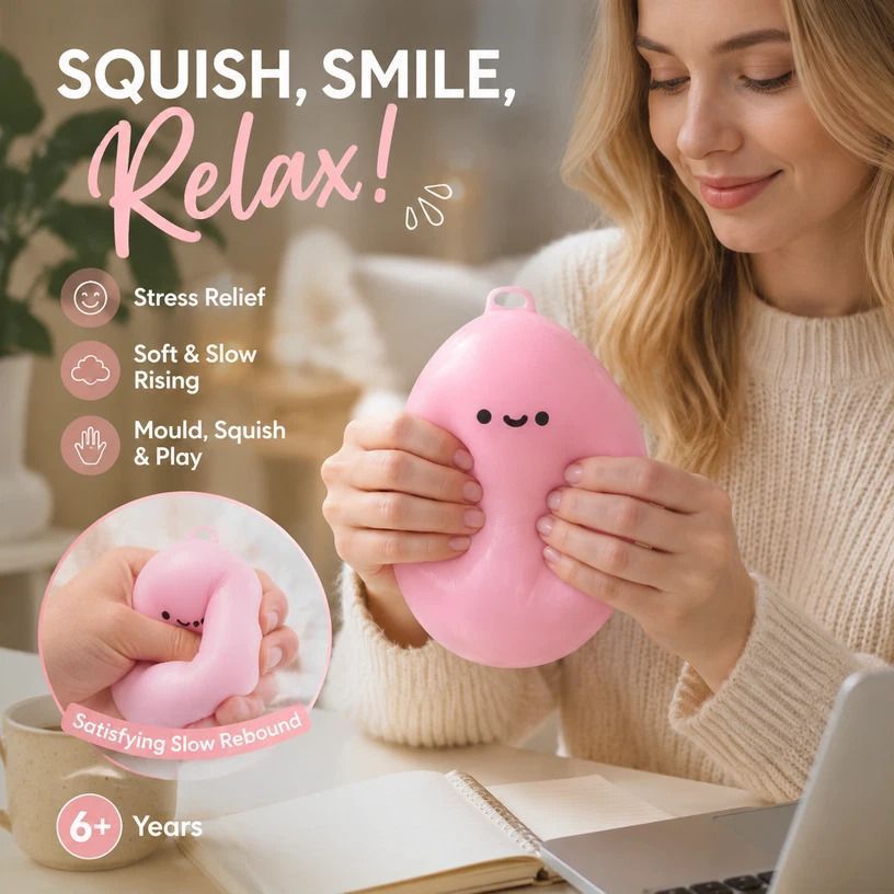 Petite Pink Banana Squishy, Bright Little Squeeze Toy For Quick Calm