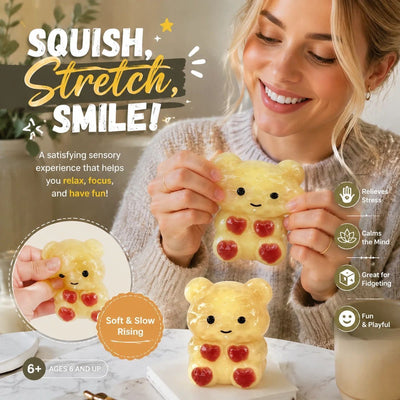 Buttery Bear Squishy, Silky Mud Texture Cozy Indoor Fidget