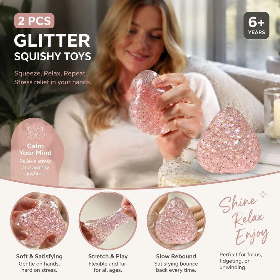 Clear Pink Large Strawberry Light Squishy 2 Pack, Cool Desk Fidget Set