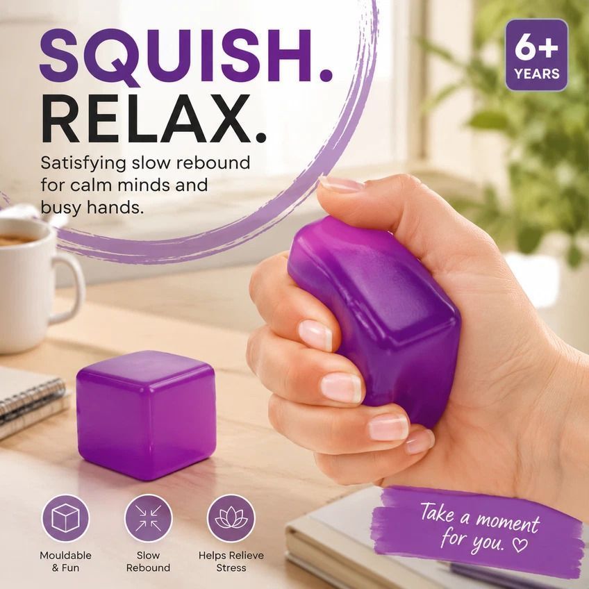 Mellow 5.5cm Solid Purple Ice Cube Squishy