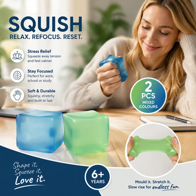 Crisp Cool Solid Blue + Solid Green Ice Cube Squishy 2 Pack
