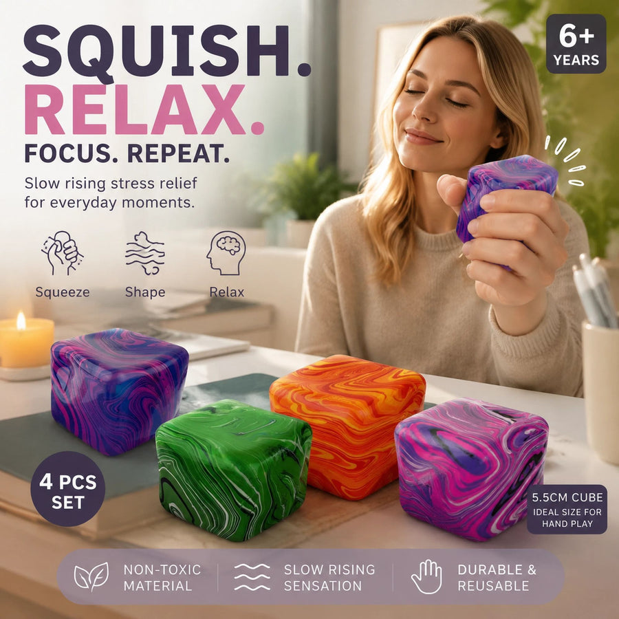 Calming Marbled 4-Colour Ice Cube Squishy 4 Pack