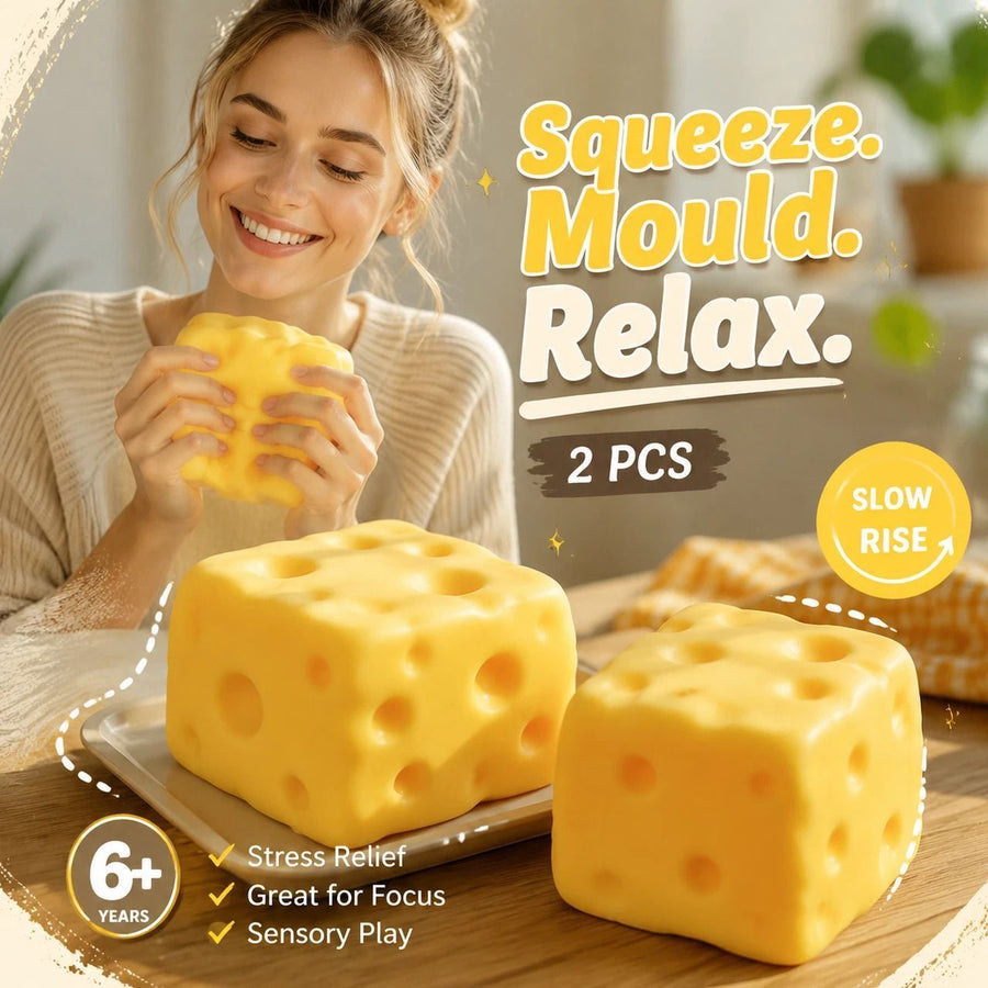 Calming Square Cheese Squishy 2 Pack, 7cm × 7cm