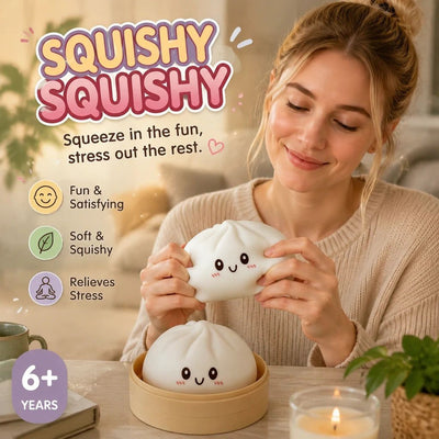 Stress Relief Giant Bun Squishy, Cute Present, Plain White