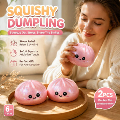 Stress Relief Giant Bun Squishy Glitter Pink 2 Pack, Matching Gift Set