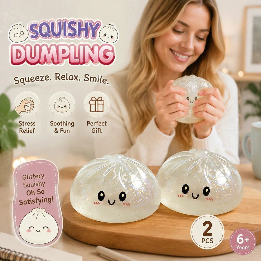 Stress Relief Giant Bun Squishy Glitter White 2 Pack, Festival Souvenir Pack