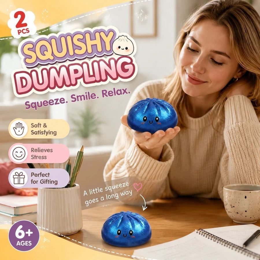 Stress Relief Giant Bun Squishy Glitter Blue 2 Pack, Cool Party Pack