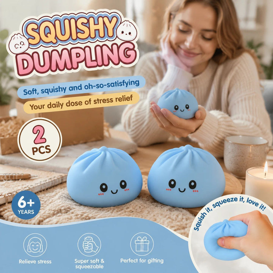 Stress Relief Giant Bun Squishy Plain Blue 2 Pack, Simple Daily Gift