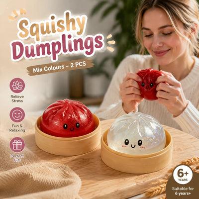 Stress Relief Duo Glitter Salmon Pink & Glitter White Bun Squishy 2 Pack, Warm Festival Pair