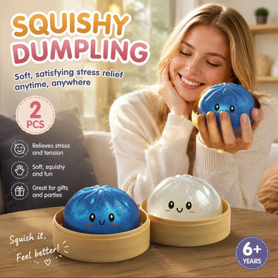Stress Relief Duo Glitter White & Glitter Blue Bun Squishy 2 Pack, Fresh Holiday Pair
