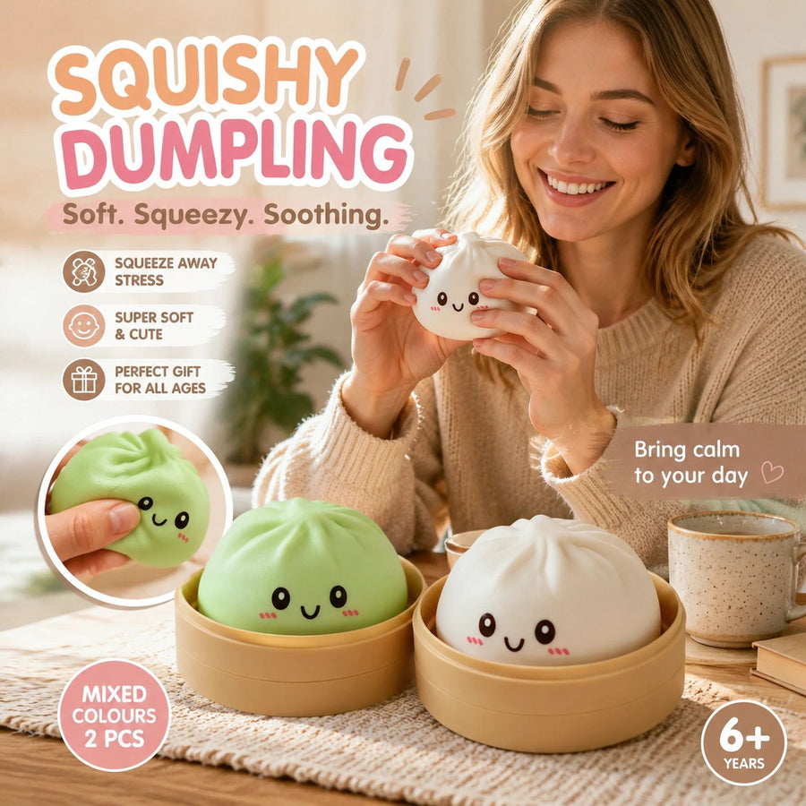 Stress Relief Duo Plain White & Plain Green Bun Squishy 2 Pack, Kid Gift Pair
