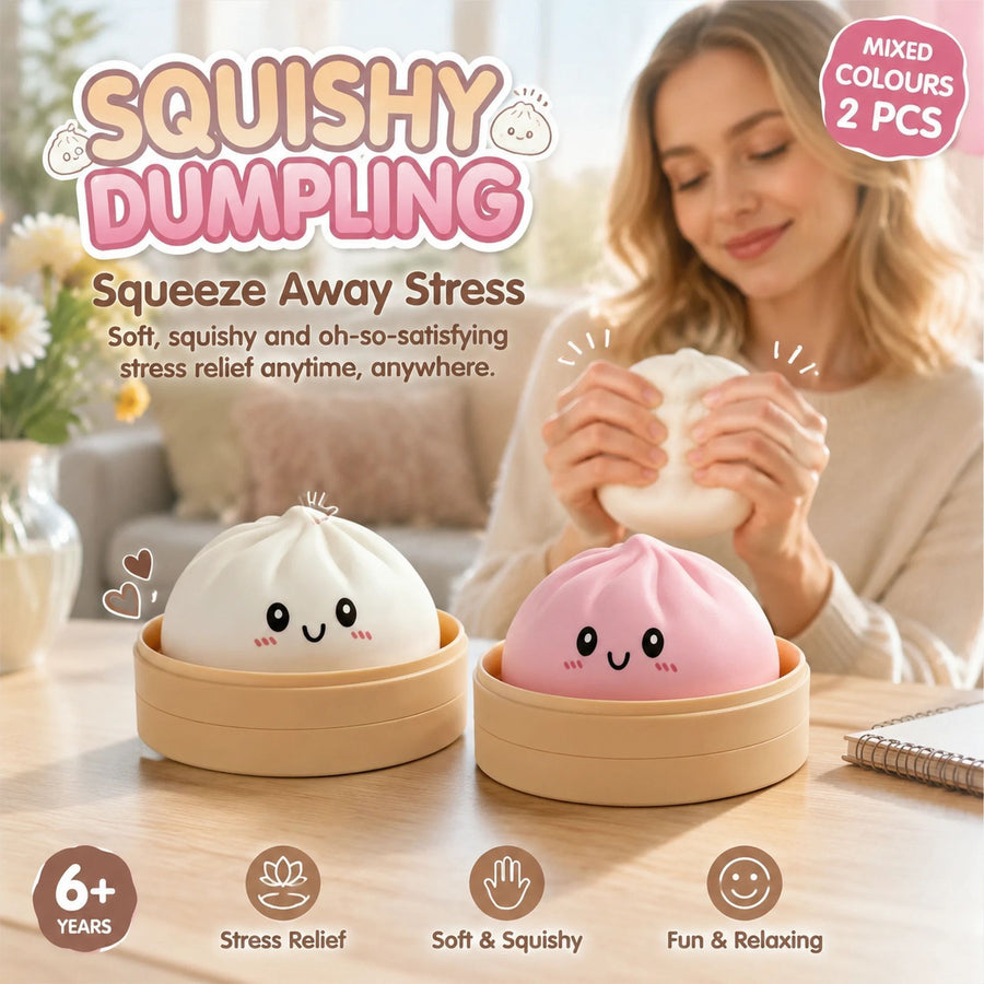 Stress Relief Duo Plain White & Plain Pink Bun Squishy 2 Pack, Soft Festival Pair