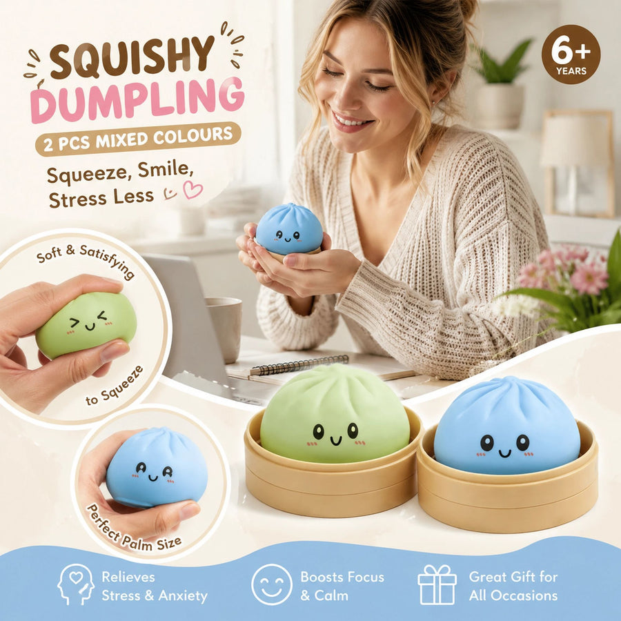 Stress Relief Duo Plain Green & Plain Blue Bun Squishy 2 Pack, Aqua Kid Pair