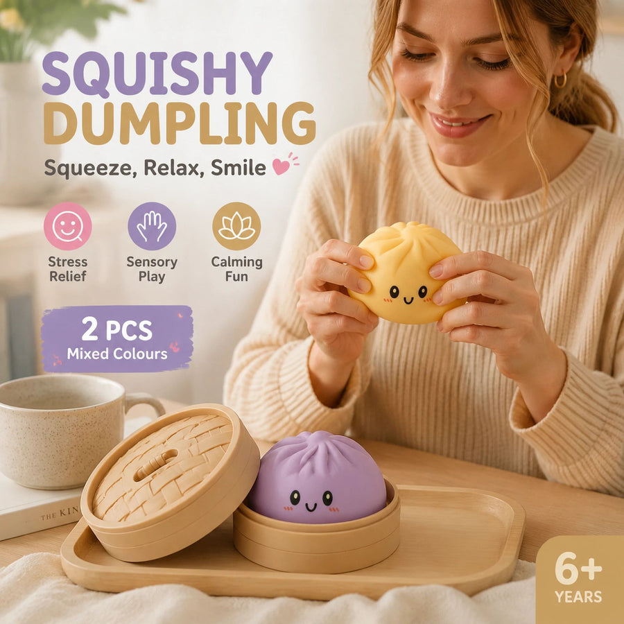 Stress Relief Duo Plain Yellow & Plain Purple Bun Squishy 2 Pack, Soft Calming Pair