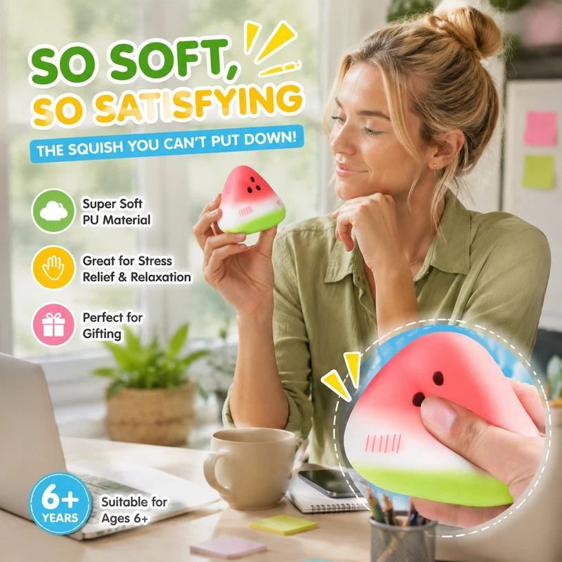 Ultra Soft Slow Rebound Stress Relief Toy, Icy Watermelon