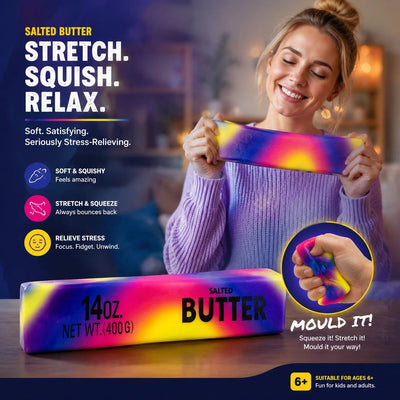 Ultra Soft Slow Rebound Stress Relief Toy, Iridescent Butter Stick 23cm