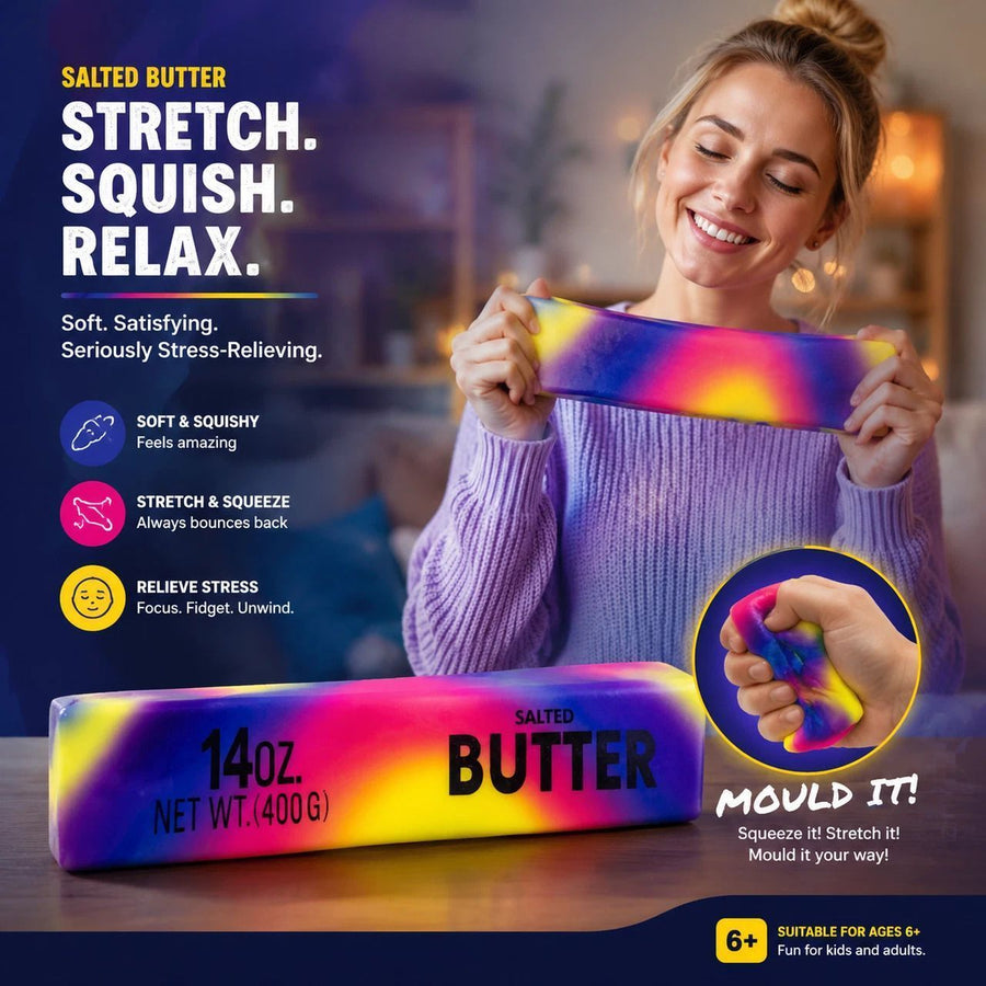 Ultra Soft Slow Rebound Stress Relief Toy, Iridescent Butter Stick 23cm