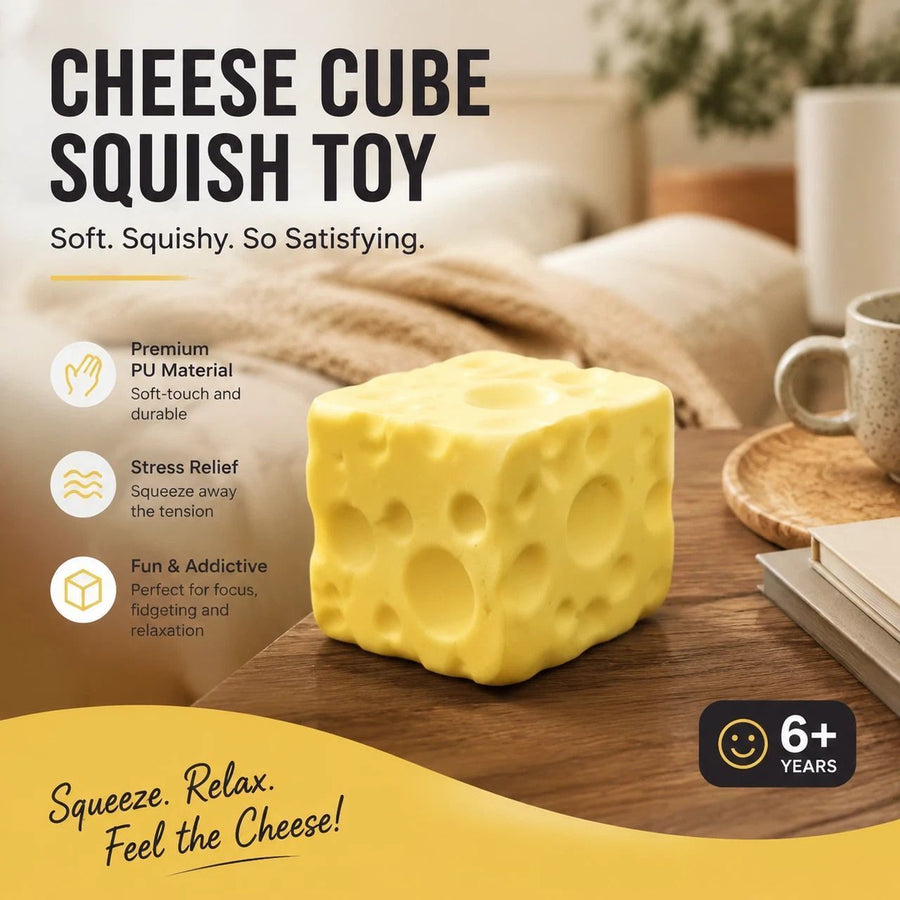 Ultra Soft Slow Rebound Stress Relief Toy, Large Yellow Cheese