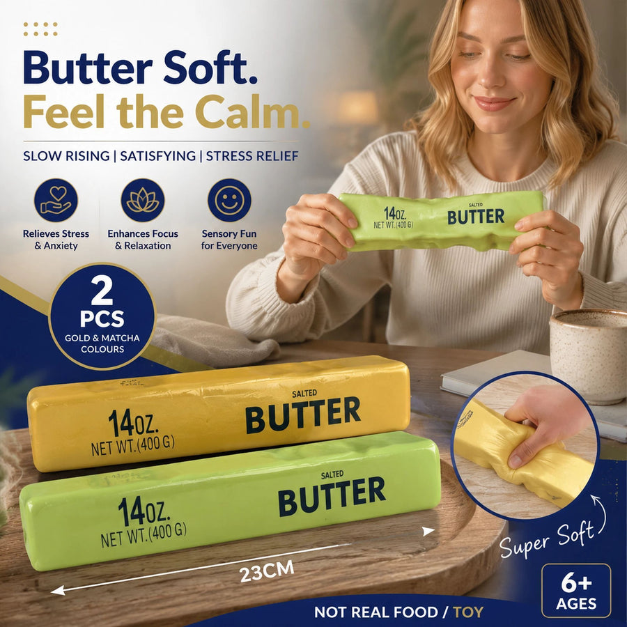 Golden & Matcha Butter Stick 23cm Stress Relief Toy 2 Pack
