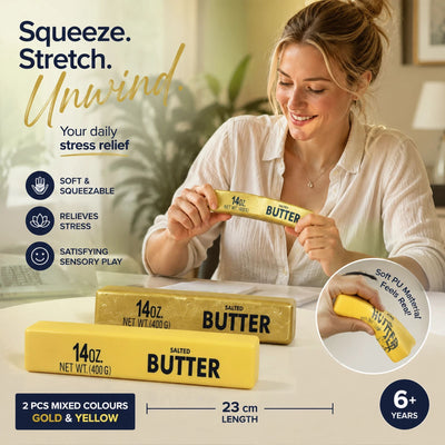 Golden & Yellow Butter Stick 23cm Stress Relief Toy 2 Pack