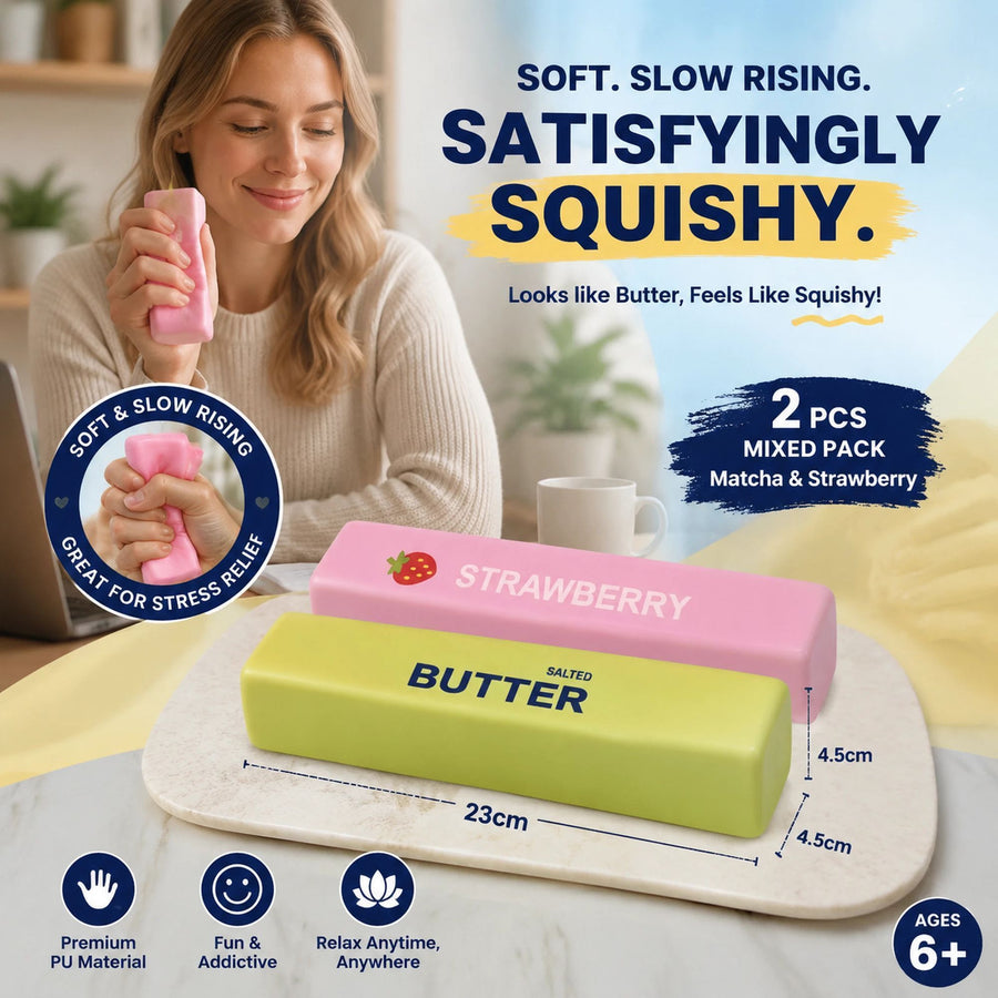 Matcha & Strawberry Butter Stick 23cm Stress Relief Toy 2 Pack