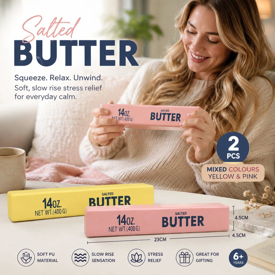 Yellow & Pink Butter Stick 23cm Stress Relief Toy 2 Pack