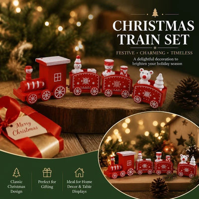 Christmas Decor Train Ornament Plastic Xmas Gift, Red Box