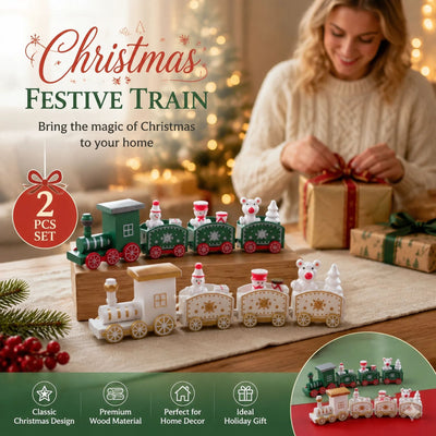 Green & White Christmas Train Ornament 2 Pack