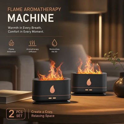 2 Pack USB Flame Diffuser, Black Single Light, Xmas Set