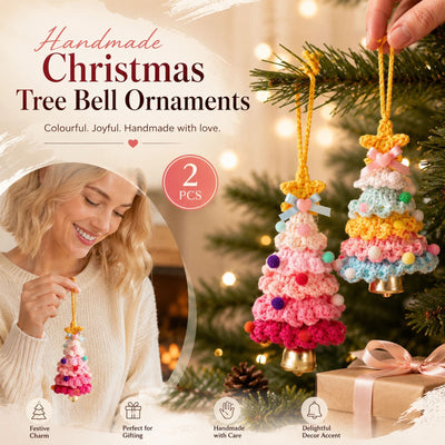 2 Pack Crochet Ornament A+D Pink & Rainbow 1, Xmas Tree Gift Pair