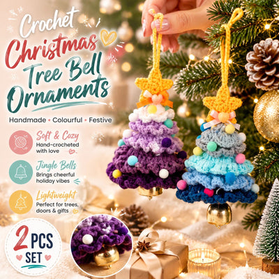 2 Pack Crochet Ornament B+F Purple & Blue, Winter Xmas Pair