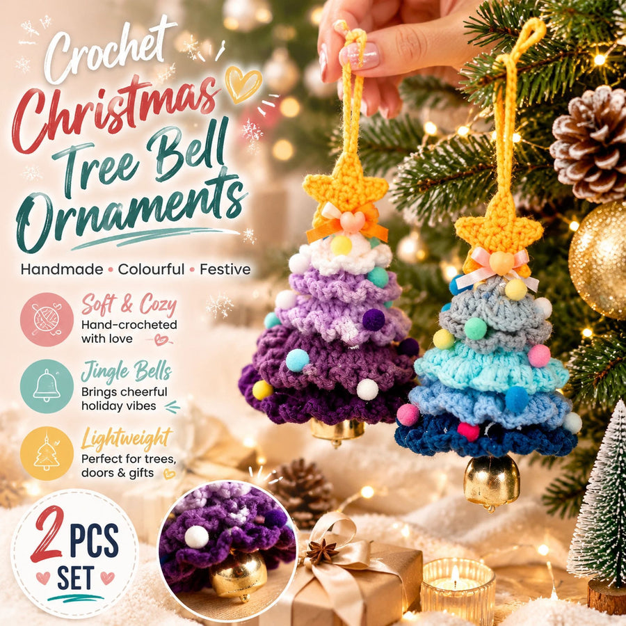 2 Pack Crochet Ornament B+F Purple & Blue, Winter Xmas Pair