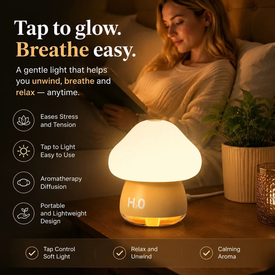 Tap Control Night Light Humidifier, Yellow, Cute Festive Gift