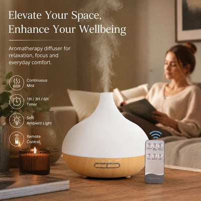 Onion Wood Grain Aroma Diffuser Combo A + Remote, 24V AU Plug, Xmas Hamper Gift