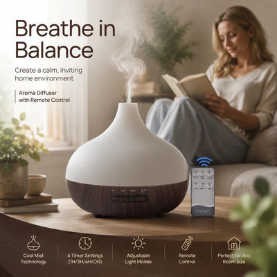 Onion Wood Grain Aroma Diffuser Combo B + Remote, 24V AU Plug, Festive Gift