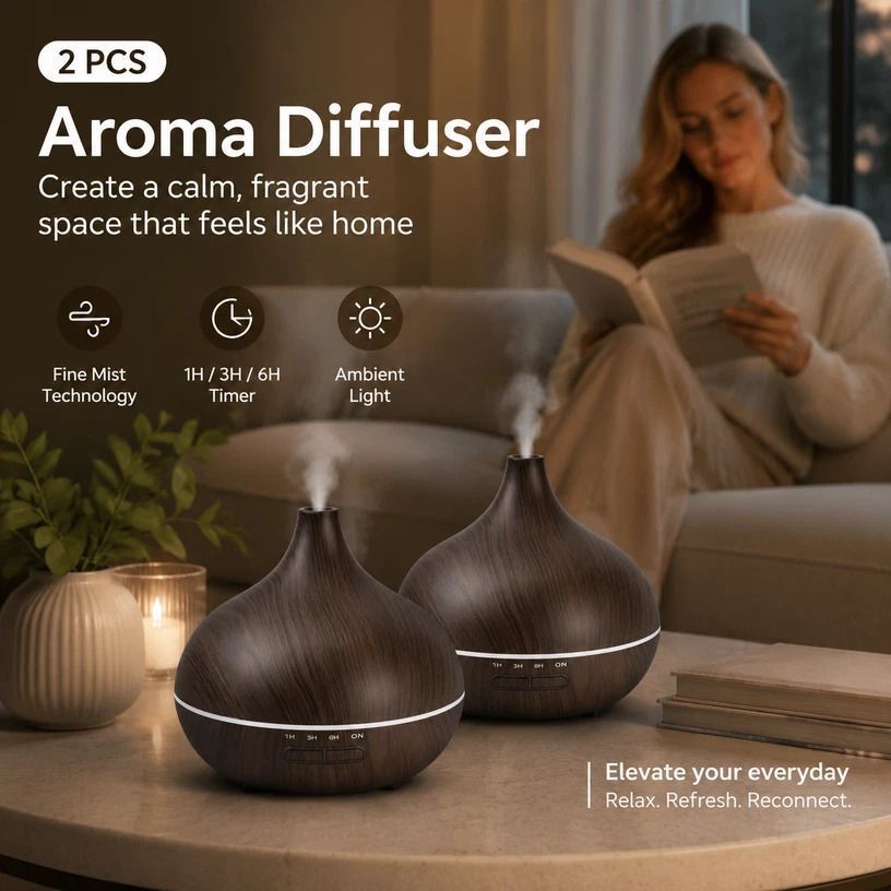 2 Pack Onion Diffuser Dark Wood + Remote, 24V AU Plug, Bedroom Gift Pack