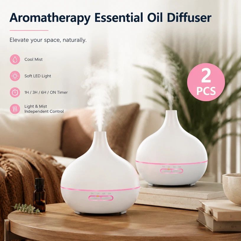 2 Pack Onion Diffuser Pure White + Remote, 24V AU Plug, Home Xmas Pair
