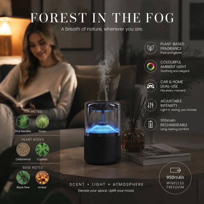 Auto Start-Stop Car Aroma Diffuser XM-ZS44, Misty Forest, Christmas & Father’s Day Gift